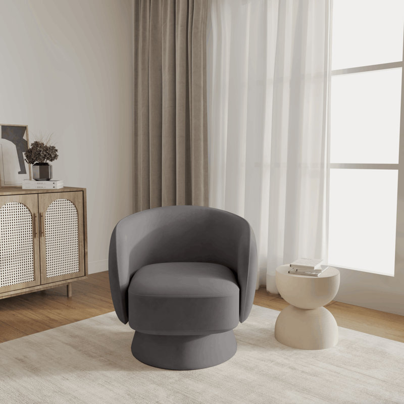 Fauteuil d'appoint pivotant Taccarra, Lin gris pâle