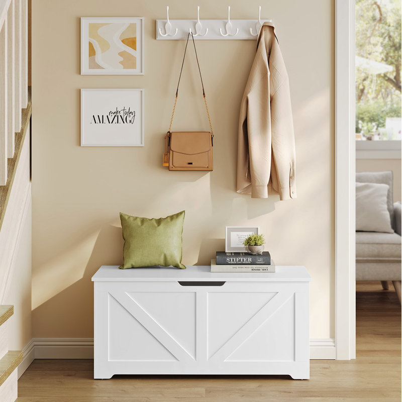 Storage Trunk With 2 Safety Hinges, White