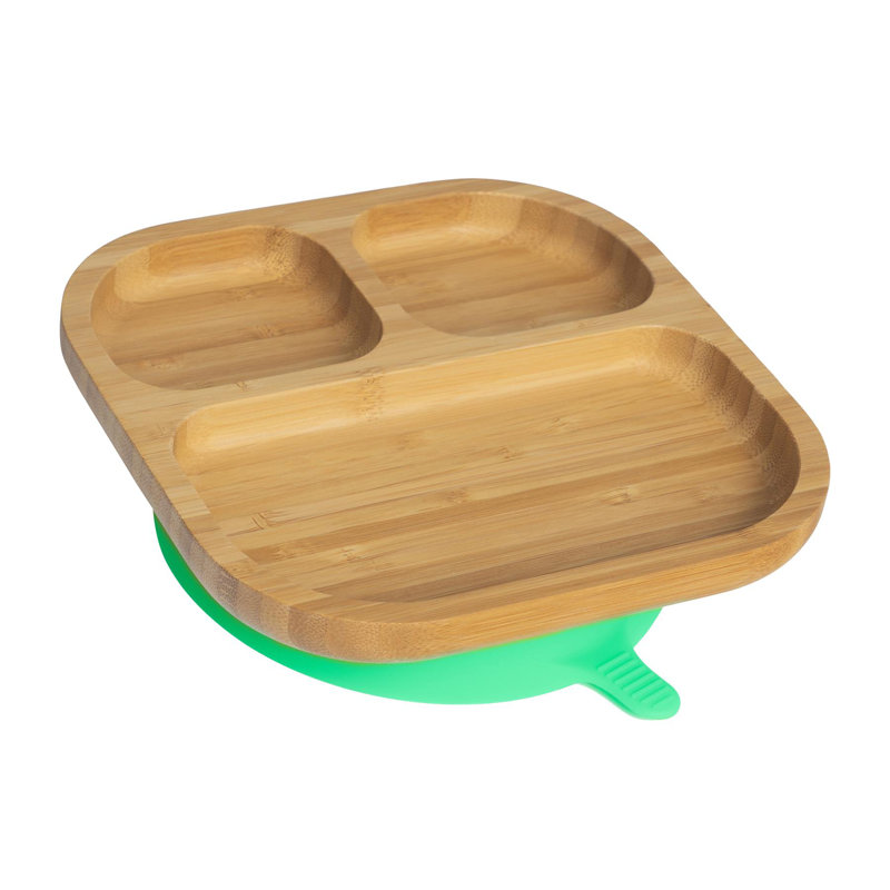 Tiny Dining - Divided Bamboo Suction Plate, Green