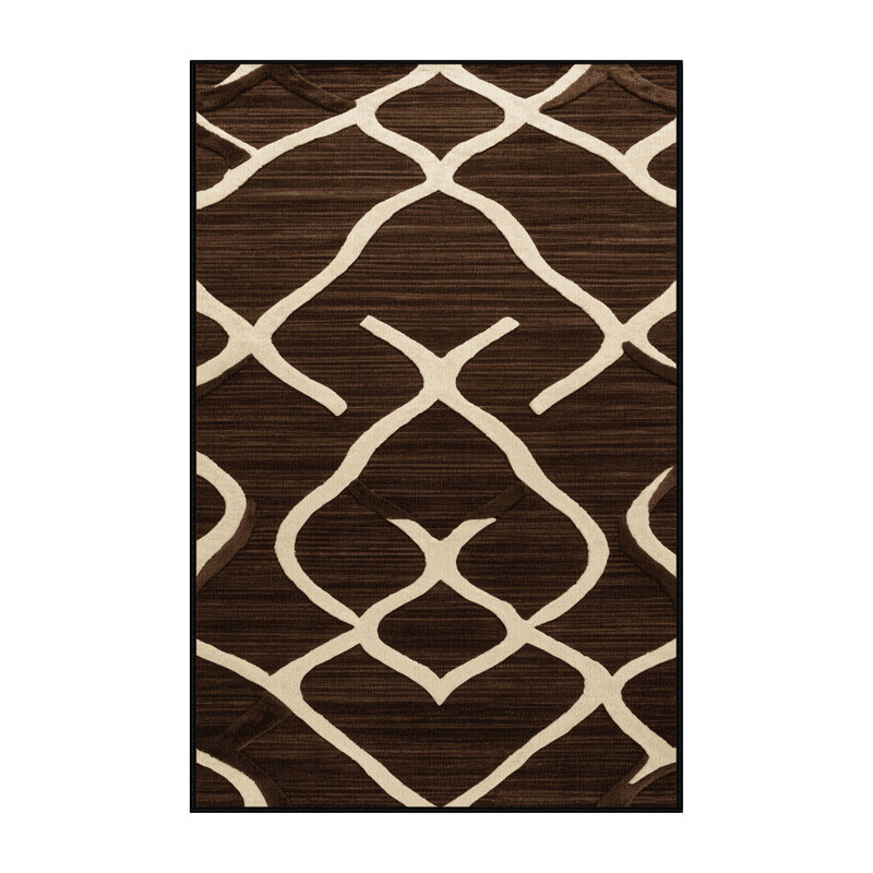 Tapis brun treillis lavable à la machine, Rectangulaire 2 pi x 3 pi