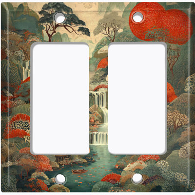 Couvercle de plaque d'interrupteur en métal; Bascule à 4 bandes US standard - peinture traditionnelle de rivière