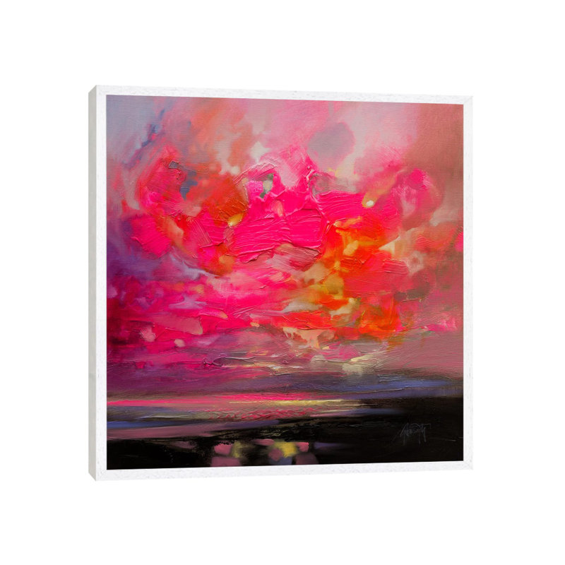 Magenta Plasma by Scott Naismith - Painting on Canvas, White Framed, 45.72 cm H x 45.72 cm W