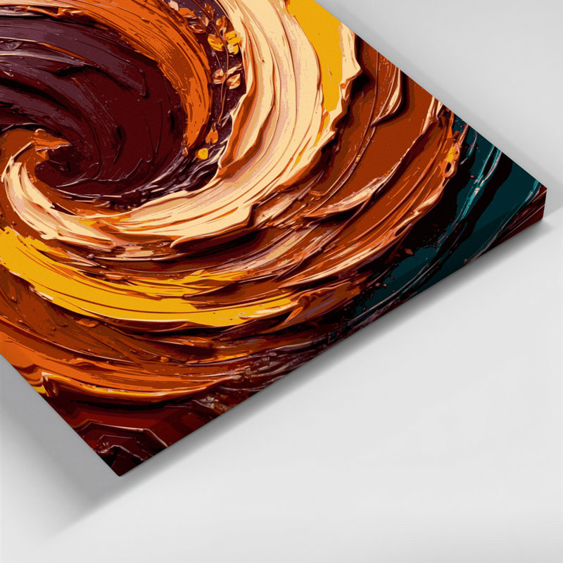 "Thanksgiving", couleurs d'automne abstraites sur toile rouge, H 12 po x l 18 po