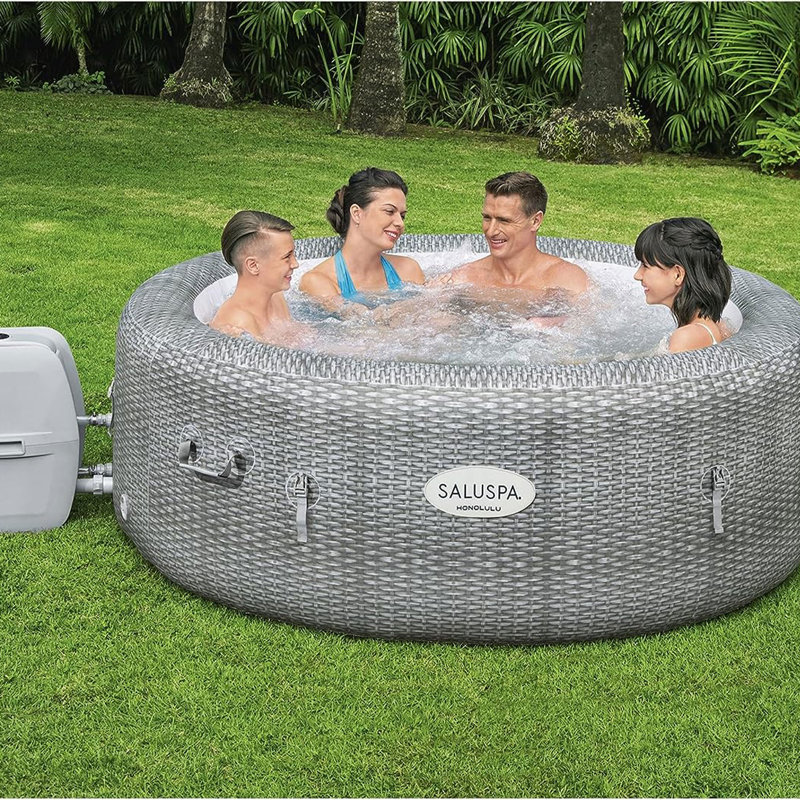Bestway SaluSpa Honolulu AirJet Inflatable Hot Tub with 140 Soothing Jets, Gray