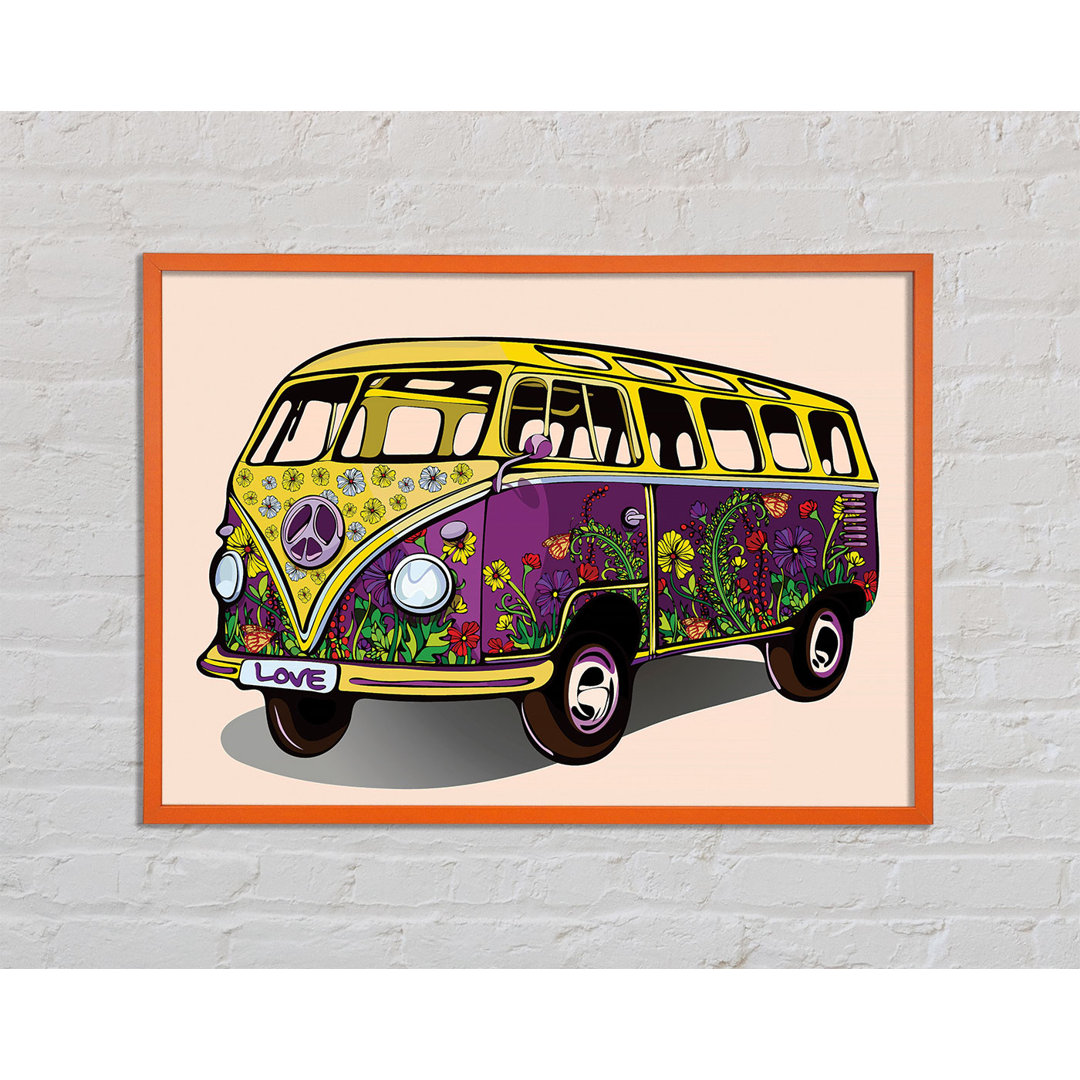 Flower Power VW Camper Van - Einzelner Bilderrahmen Kunstdrucke