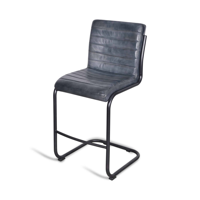 Almeeta Upholstered Counter Stool with Metal Frame, Grey