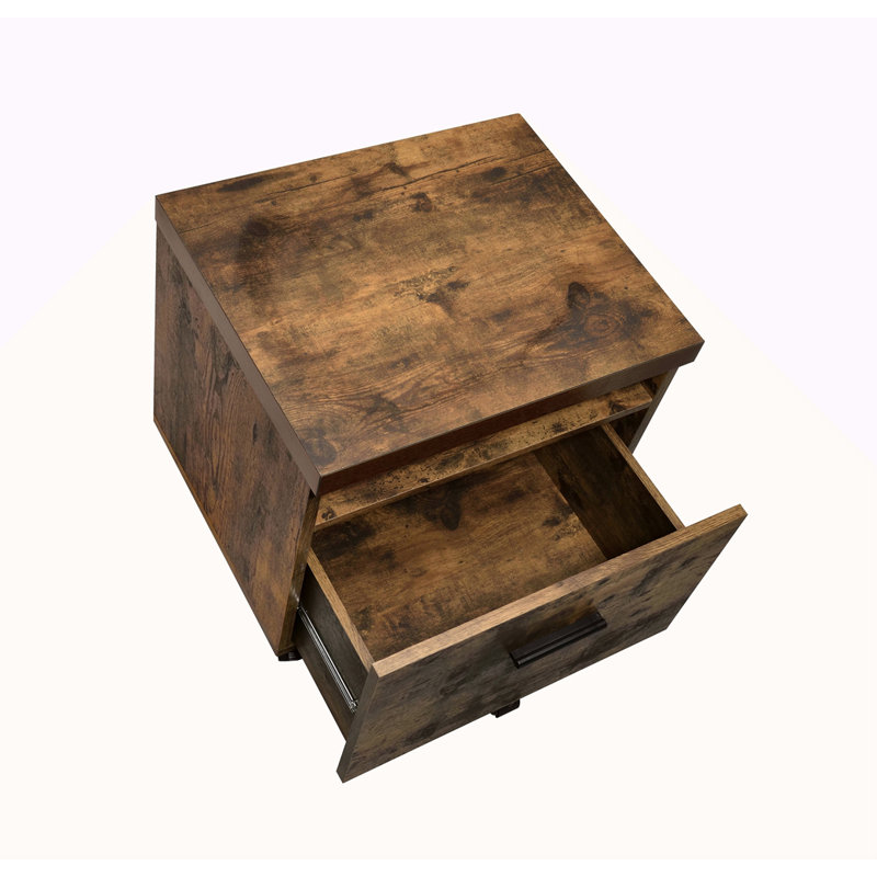 Weathered Oak & Black Finish File Cabinet