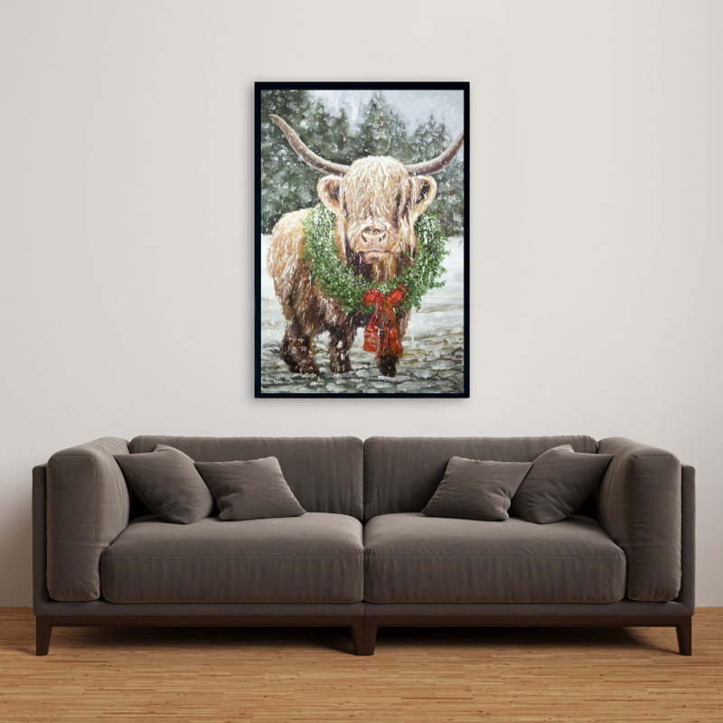«Highland Christmas Cow» sur toile