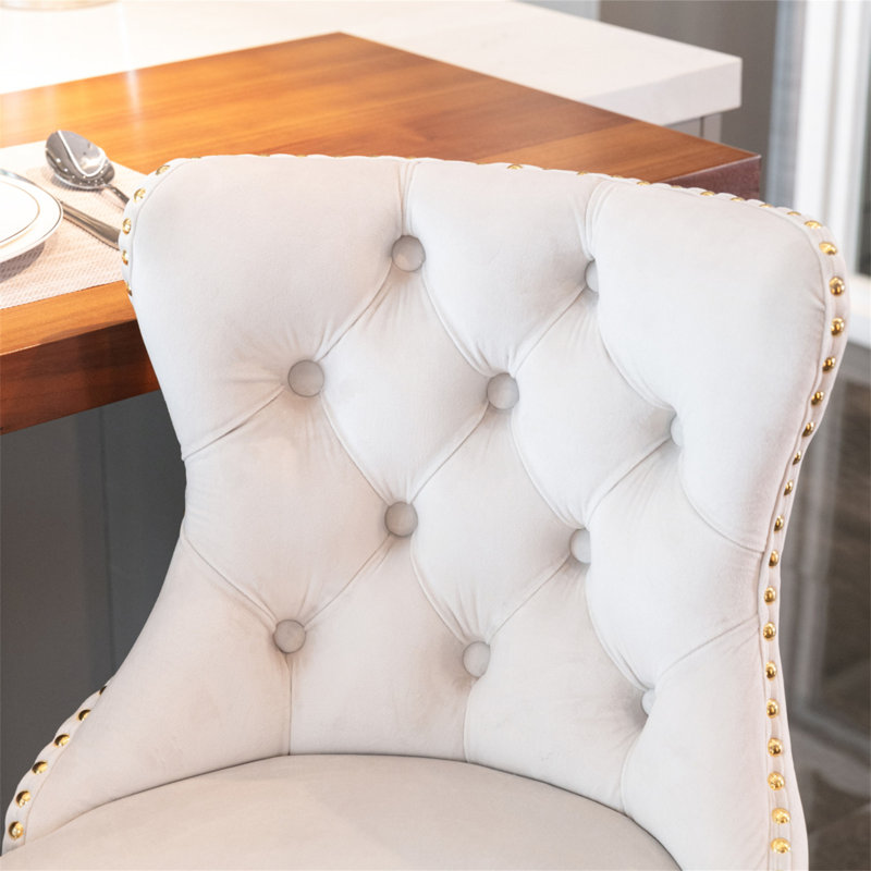 Tabouret pivotant à hauteur réglable Stormstown, Beige, Or