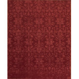 Modern Tibet Hand Knotted Damask Area Rug in Red