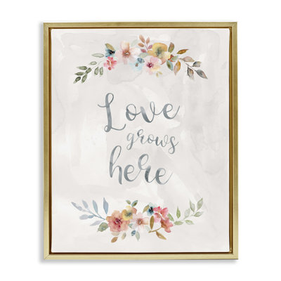 «Floral Love Grows Here Floater», art mural sur toile par Carol Robinson