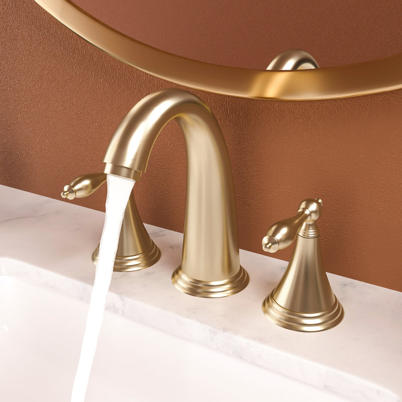 Robinet de salle de bain à 2 poignées or - Conception à 3 trous avec drain escamotable et conduites d’alimentation en acier inoxydable en laiton pour lavabos de lavabo dorés conçus pour une utilisation à long terme