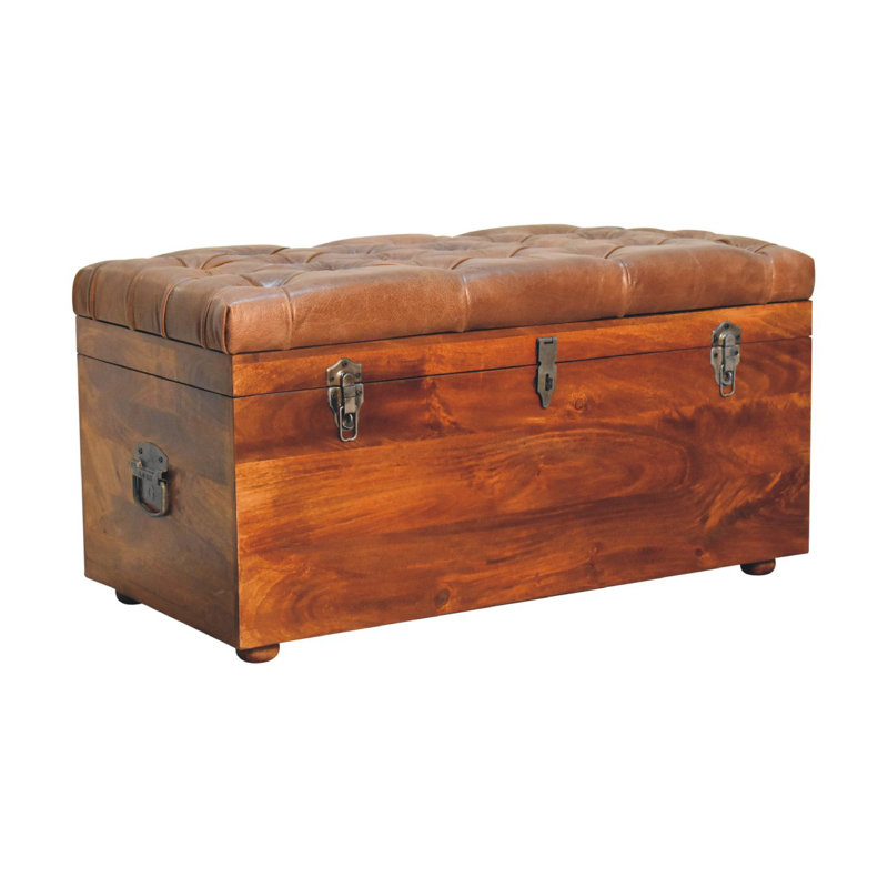 Haania Solid Wood Blanket Chest, Chestnut