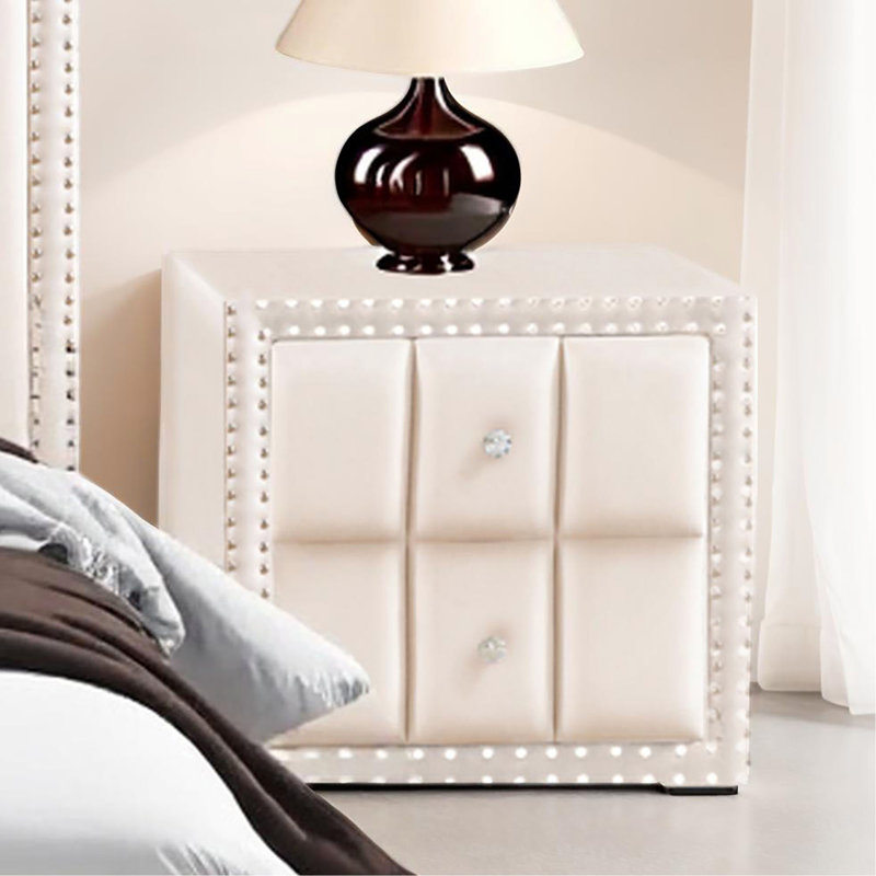 Table de chevet 1 pièce Beige, Beige