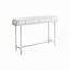 Table d'appoint, console, vestibule, étroit, canapé, tiroir de rangement, salon, chambre à coucher, stratifié blanc brillant, métal chromé, contemporain, moderne
