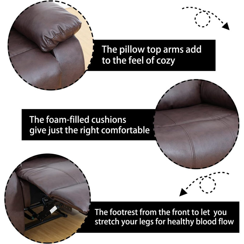 Fauteuil inclinable Dewaun, Similicuir brun