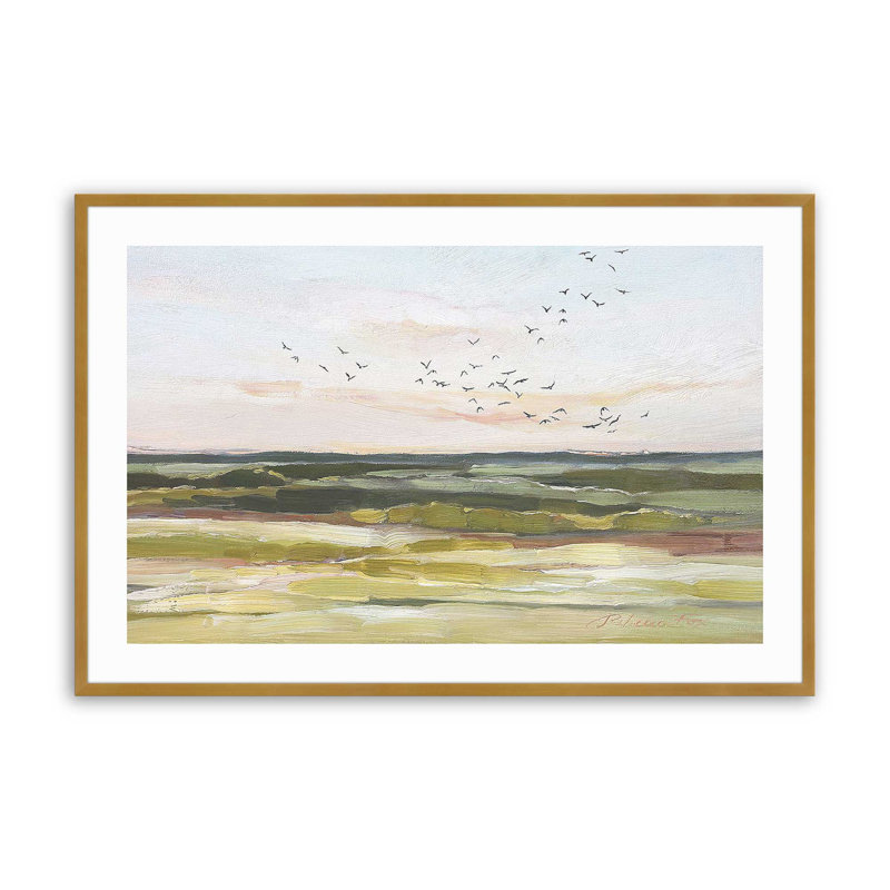 « Skyscape Serenade » : estampe sur papier encadrée de Rebecca Fox, Or poli, H 12,25 po x l 15,25 po x P 1,25 po
