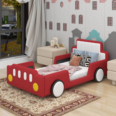 Lit plateforme simple en forme de voiture avec roulettes