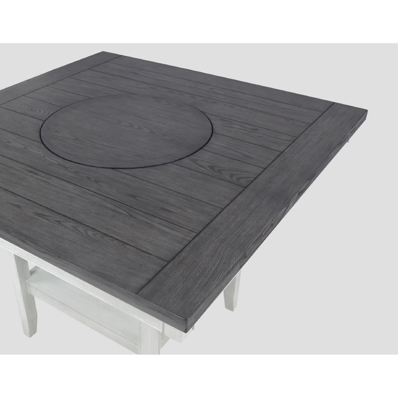 Table de salle à manger Style, rotation paresseuse de 20 po, placages de bois gris craie, fabrication solide, plateau contemporain en forme de bureau carré, boîte de rangement sous la tablette