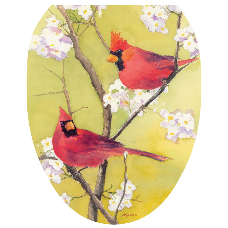 Adhésif décoratif pour siège de toilette Cardinal Birds - couvercles de toilette en vinyle, Allongé