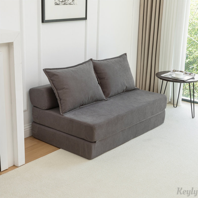 Boneless Foldable Sofa Bed With Pillow, Gray