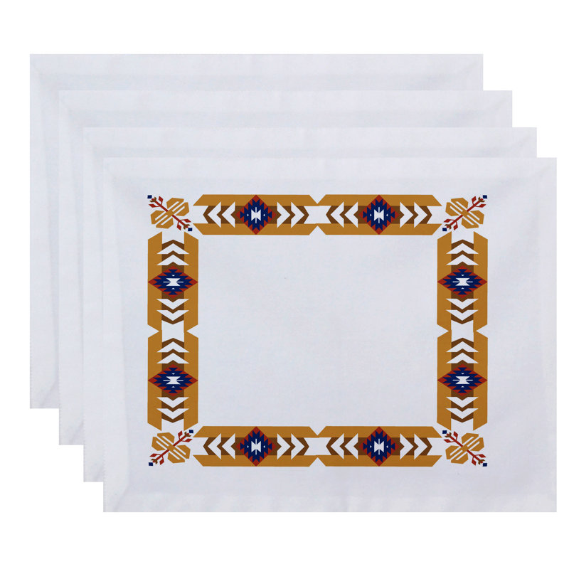 Alfreda Polyester Geometric Rectangle Placemat, Yellow