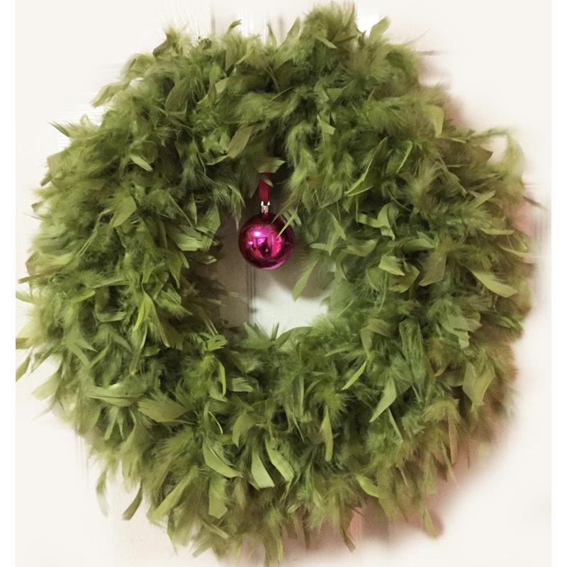 Couronne de plumes 23 po, Vert clair, H 23 po x l 23 po x p 2 po