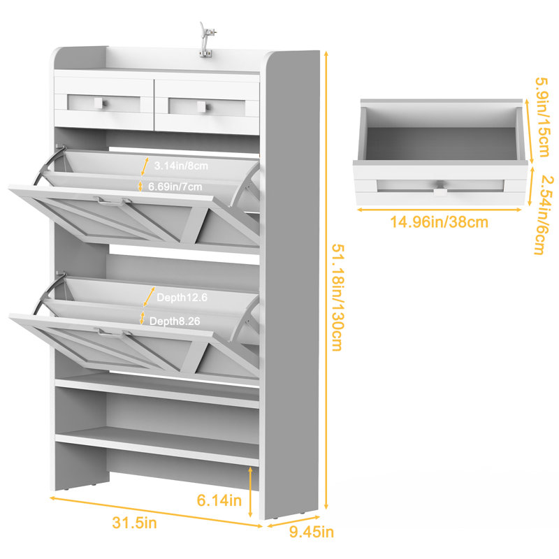 White Multifunctional Shoe Cabinet