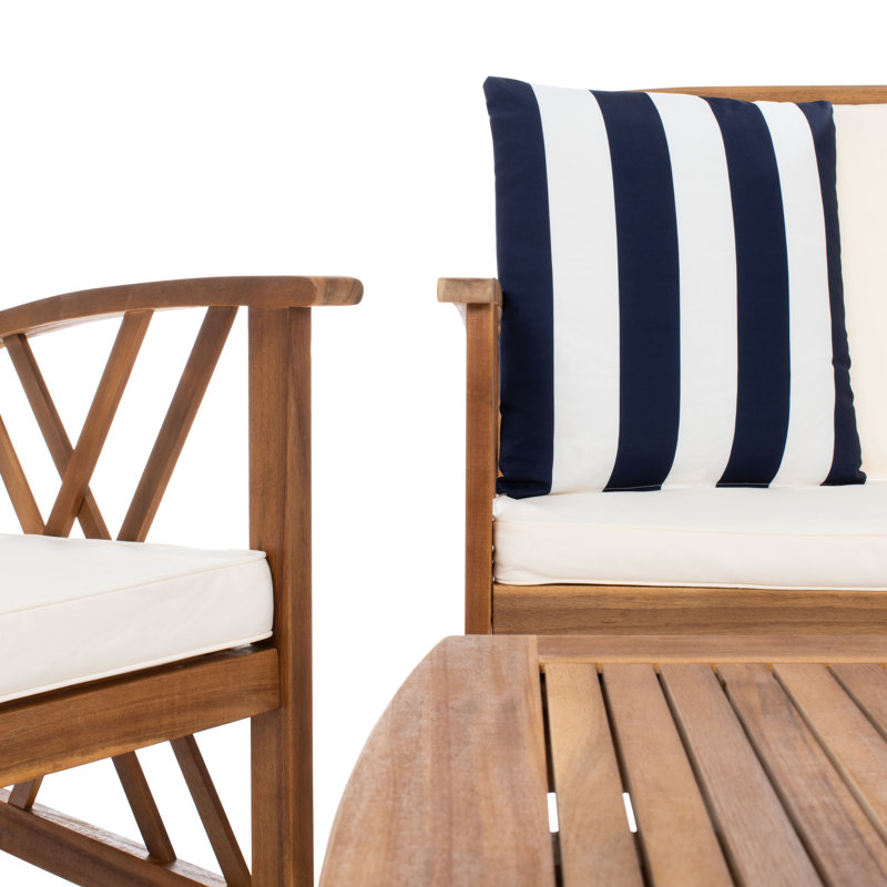 Hurteau Acacia 4 - Person Patio Conversation Set with Cushions
