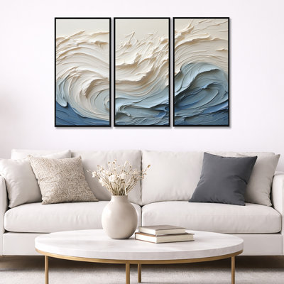 Clareen - Coastal Waves Canvas Wall Art Set (Set of 3)