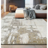 High-Quality Hand-Knotted Beige And Charcoal Area Rug