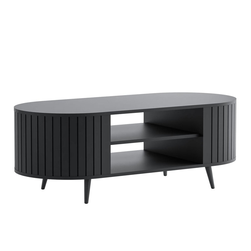 Coffee Table with Storage, Black, Black