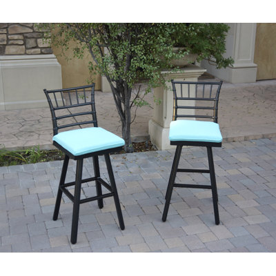 Senoma Aluminum Outdoor Bar Stool with Cushion(set of 2) by Lark Manor