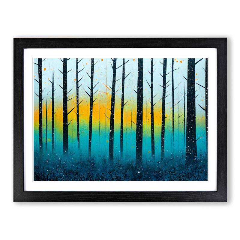 Summer Forest Splatter Vol.1 Abstract - Single Picture Frame Print, Black Framed, 46cm H x 64cm W x 2cm D