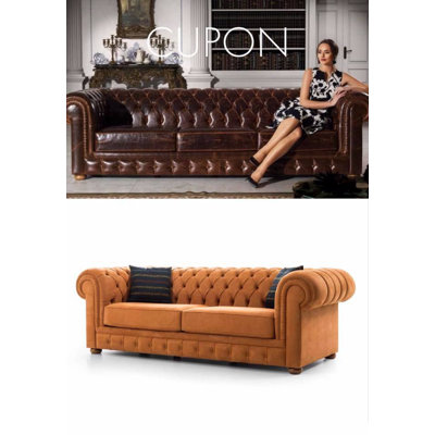 Causeuse Chesterfield en lin 81 po Aurelia