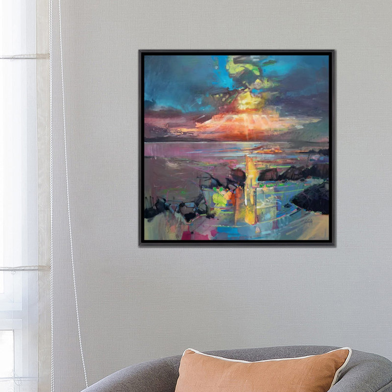 «Sky» par Scott Naismith - reproduction d'art, 26" H x 26" W x1.5" D, Pas de tapis, Toile avec cadre noir patiné