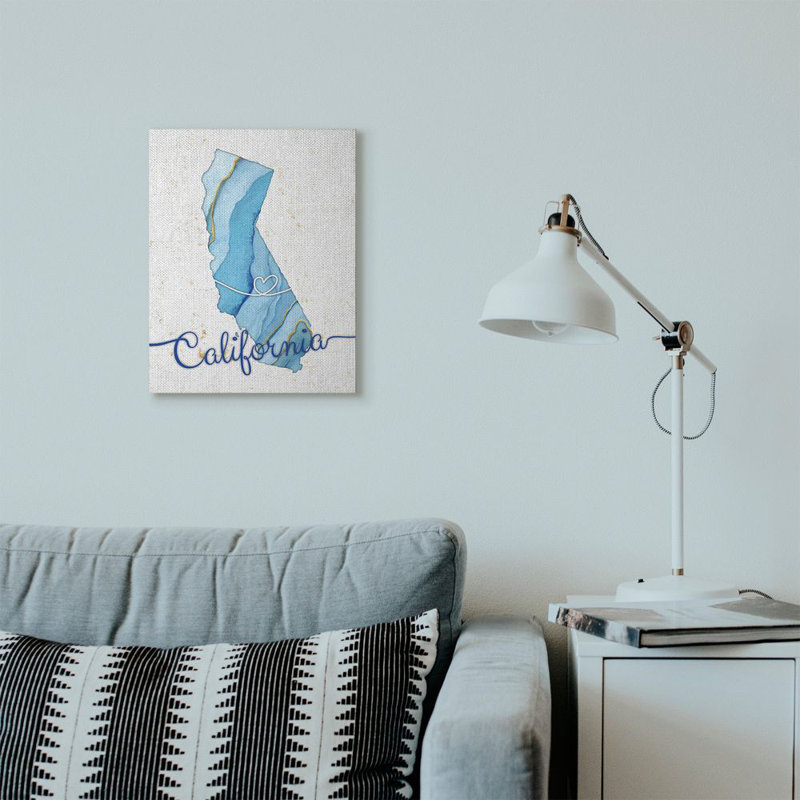 « california agate blue us state design », impression sur toile, Toile tendue, H 20 po x l 16 po