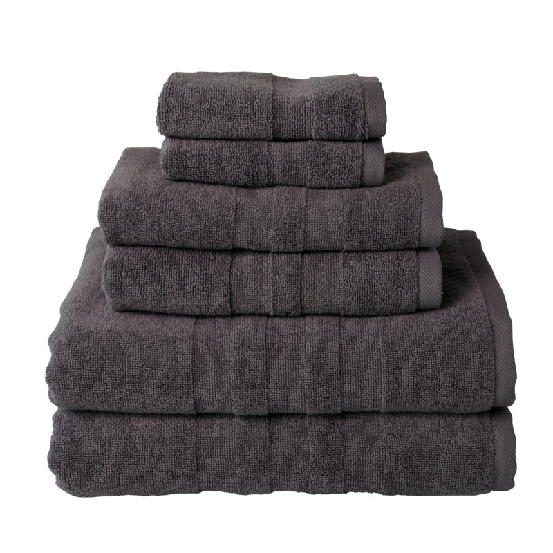 Ensemble de serviettes de bain en coton turc 6 pièces Glass, Gris foncé