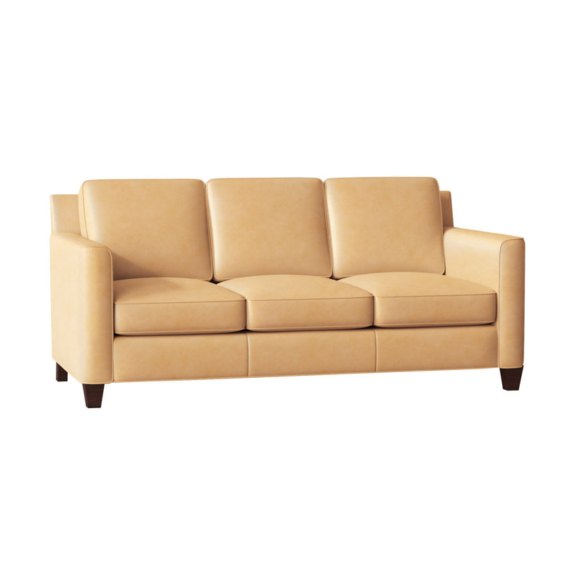 Yorba Leather Sofa, Anilina Hunter Genuine Leather, Mahogany