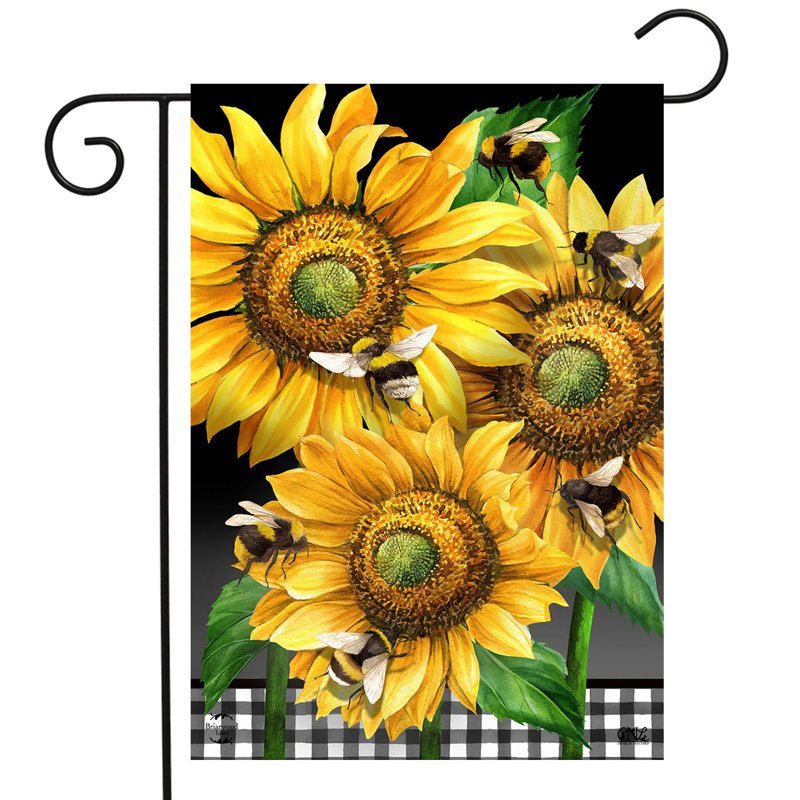 Drapeau de jardin Buzzing Sunflowers, Été jaune/noir
