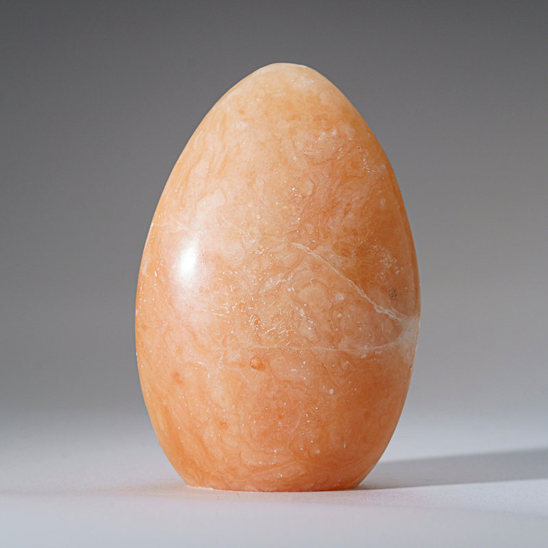 Véritable forme libre en sélénite orange polie du Maroc (2,2 lb), Peach/White
