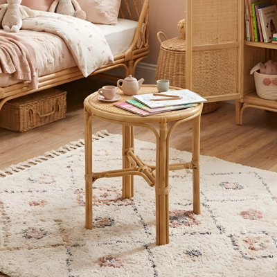 Cleto Rattan Table For Kids And Dolls, Kids Table For Playroom/Kids Room/Bedroom