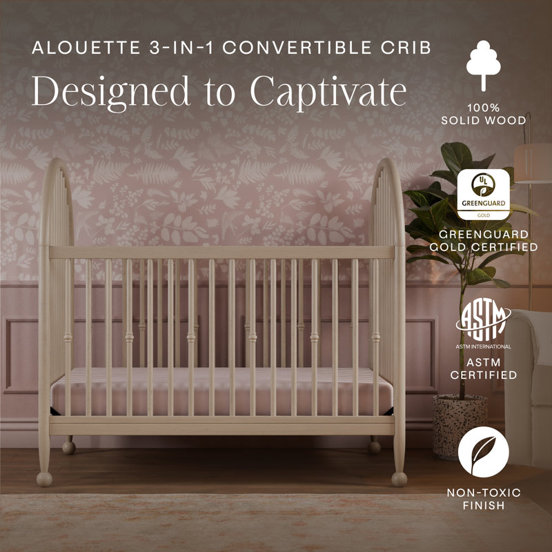 Greenguard Gold Certified 3 -in-1 Convertible Crib, Washed Pine