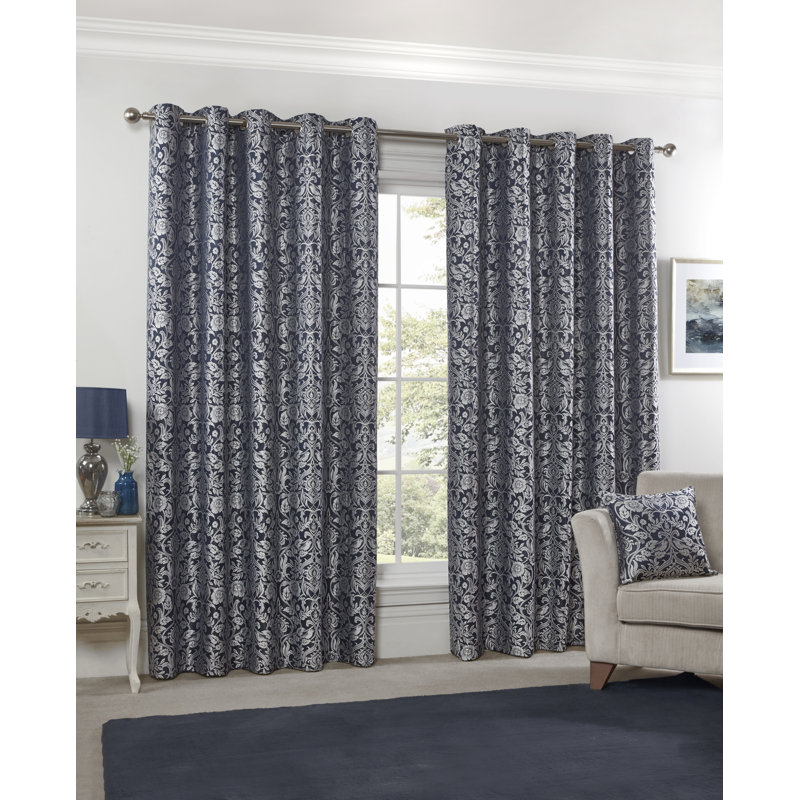 Eden Room Darkening Curtain Pair, Navy, 168 W x 137 D cm