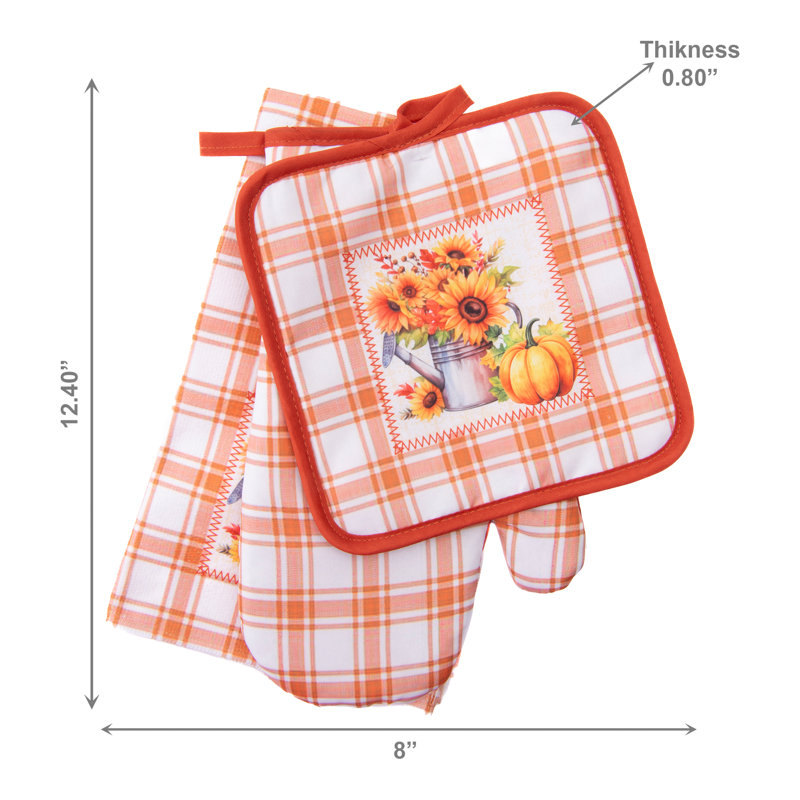Ensemble de cuisine 3 pièces tournesol orange et citrouille - ensemble de 2