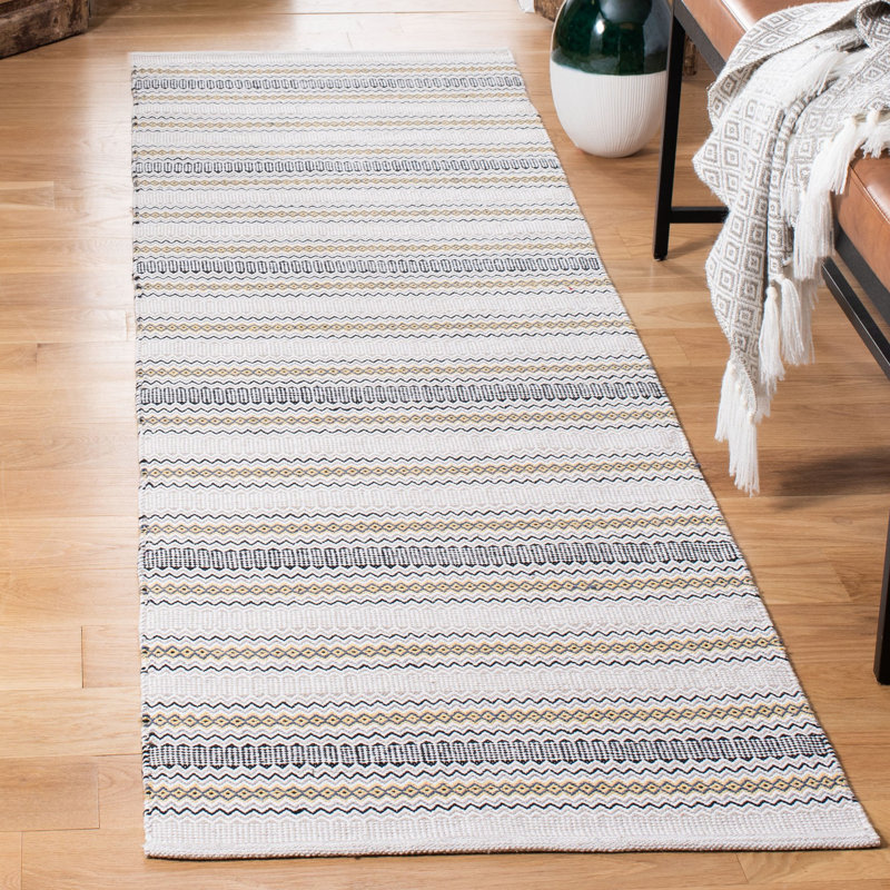Tapis rayé en coton tissé à la main Breckenridge, Tapis de couloir 2 pi 3 po x 8 pi