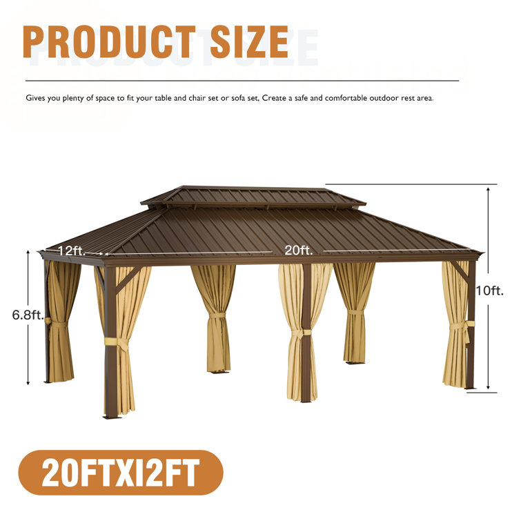 20 ft. W x 12 ft. D Metal Patio Gazebo oneinmil