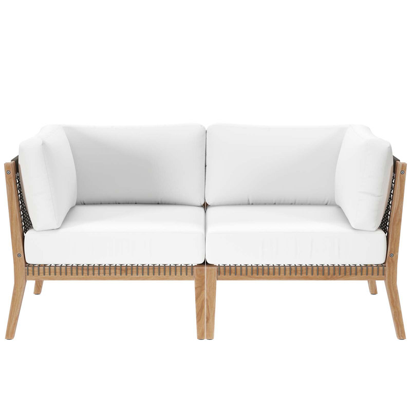 Causeuse d'extérieur en bois de teck Clearwater par Modway, Blanc