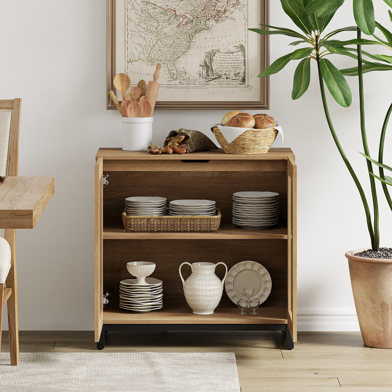 Sideboard Buffet Cabinets With Glass Doors, Modern Sideboard Credenza With Adjustable Shelf And Metal Base, Coffee Bar Cabinet Storage Cabinet For Living Room, Kitchen