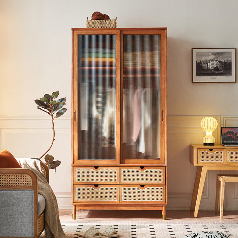 Armoire simple en bois massif de rotin